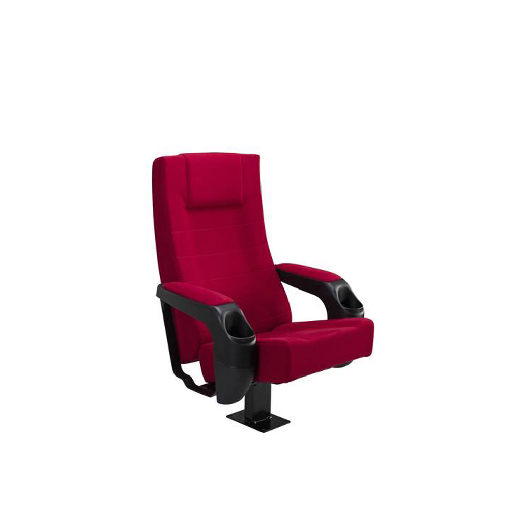 Red fabric-upholstered fixed auditorium and amphitheatre chair
